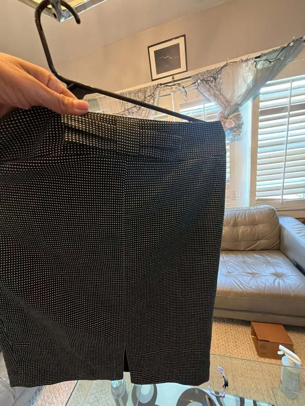 Banana Republic Polka Dot Pencil Skirt Size 0 Black White Lined Career